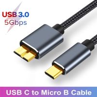 Kabel USB C Ke Micro B USB 3.0 Tipe C 5Gbps Adaptor Konektor Data untuk Smartphone Hard Drive Pengisi Daya PC Tipe C Kabel Disk Kamera