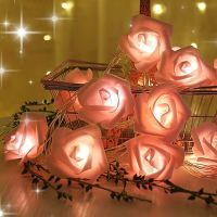 6 Meters Rose Flowers Garland String Lights Valentines Fairy Lighting Strings for Outdoor Holiday Wedding Xmas Party Home Decor