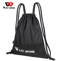 WEST ขี่จักรยานผู้ชายกระเป๋าเป้สะพายหลังถุง Drawstring สำหรับบาสเกตบอลฟุตบอลการจัดเก็บสุทธิกระเป๋ายิมภูเขาท่องเที่ยววิ่งกระเป๋ากีฬา