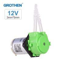 GROTHEN DC 12V ปั๊มน้ำปั๊มรีดท่อ Mini น้ำปั๊ม Peristaltic แปรงอายแชโดว์ Self-Priming สำหรับ Aquarium หลอดทดลองวทยาศาสตร์ทางเทคนิคยาสารเติมแต่งแบนสไตล์