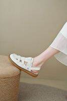 รองเท้าแตะผู้หญิงสีทึบระบายอากาศสบายทอแบนโรมันซอกรูปแบบใหม่