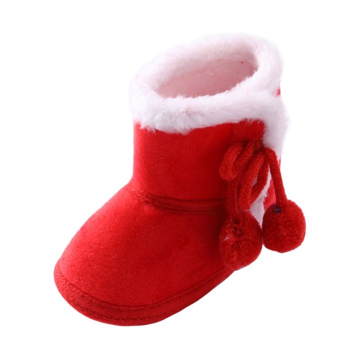 baby-boys-girls-solid-color-plus-velvet-cotton-shoes-newborn-double-pompom-soft-sole-snow-boots-infant-first-walker