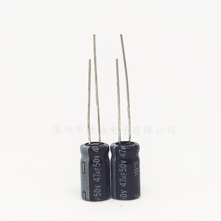 50PCS/lot Electrolytic Capacitor 50V47uF 6.3*11mm New Straight Plug-in Aluminum Electrolytic Capacitor 47uf 50v Size：6x11（MM） Electrical Circuitry Par