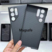 Magsafe เคสโทรศัพท์คาร์บอนไฟเบอร์สำหรับ Samsung Galaxy S22น้ำหนัก5ก.,เคสป้องกันกล้องโลหะไฟเบอร์บางพิเศษสีดำ