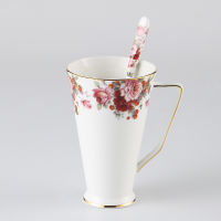 Vintage Bone China แก้วกาแฟช้อนดอกไม้ Porcelain แก้วชายุโรปเซรามิค Tumbler Teatime Party Drinkware Dropshipping