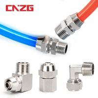 Pneumatic Fittings Air Fitting Quick Connector Thread 1/8 1/4 3/8 1/2 Nickel-plated Copper Trachea 4 6 8 10 12 mm Joint Tube Hand Tool Parts Accessori