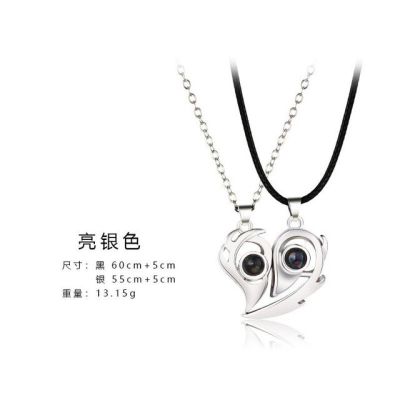 JDY6H Fashion Heart Projection 100 Languages I Love You Necklace Classic Romantic Love Memory Couple Jewelry Valentine Day Gift