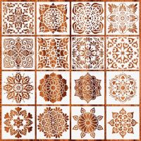 10 Styles 16pcs/12Pcs Mandala Stencils DIY Drawing Template Painting Scrapbooking Paper Card Embossing Album Decorative Rulers  Stencils