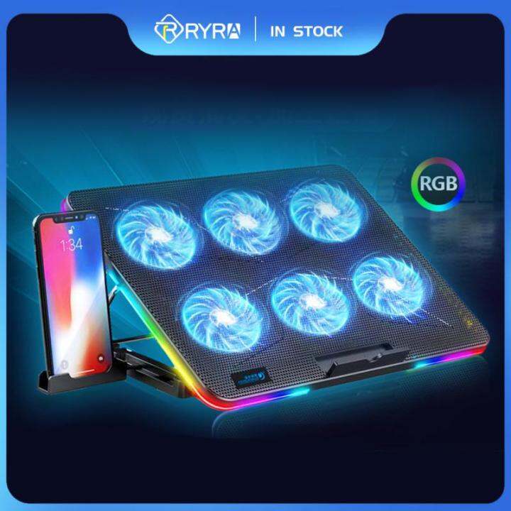 Gaming Laptop Ice Cooling Pad RGB, Laptop Fan Cooling Stand With 6