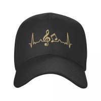 Punk Heartbeat Line Music Gold Baseball Cap for Women Men Breathable Musical Note Dad Hat Performance Snapback Caps Trucker Hats