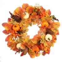 Thanksgiving Door Wreath Artificial Pumpkin Door Wreath Farmhouse Rustic Hanger Decor with Autumn Maples Leaf for Seasonal Harvest Party Supplies attractive