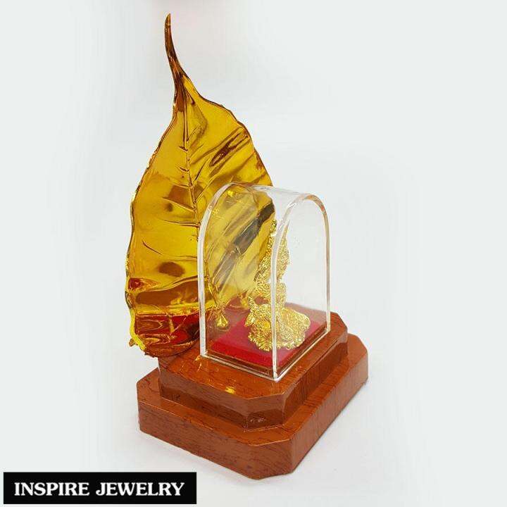 inspire-jewelry-พญานาค-องค์จิ๋ว-2cm-นำโชค-เสริมดวง-หุ้มทองแท้-100-24k-พร้อมกรอบใบโพธิ์