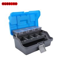 【LZ】▼☽  Portable Fishing Tackle Box ABS ThreeLayer Fishing Gears Storage Box with Ergonomic Handle Multi Layer Fishing Gear Box