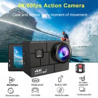 กล้องถ่ายรูปความละเอียดสูงมากแอคชั่น4K 60Fps Wi-Fi 2.0นิ้วหมวกกันน็อคกันน้ำ170D ใต้น้ำกล้องบันทึกวิดีโอกล้องกีฬาการควบคุมระยะไกล