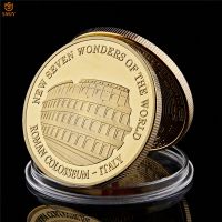 World New Seven Wonders Gold Plated Challenge Coin Italy Ancient Rome Colosseum Souvenirs Coins Collection And Decoration Gift