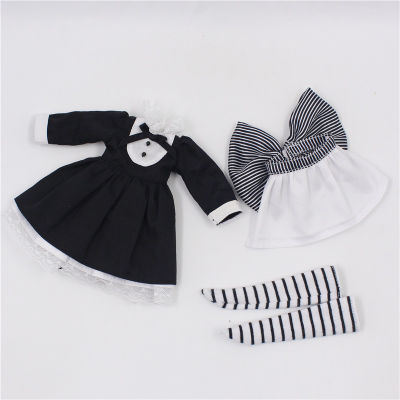 DBS blyth doll icy licca waitress suit black dress with leggings apron lolita, only clothes no doll