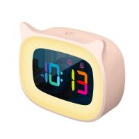 Cute Alarm Clock with RGB 7 Color Night Light/Dimmable,LED Colorful Digital Display,Digital Clock for Kids