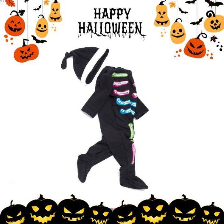 สินค้าขายดี-halloween-ชุดบอดี้สูท-colorful-skeleton-ชุดแฟนซี-ชุดเด็ก-การ์ตูน-fancy-kids-christmas-haloween