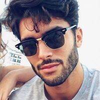 OLOPKY Half Metal Sunglasses Men Classic Brand Designer Sunglasses Reflective Mirror Sun Glasses Fashion Classic Gafas Hombre