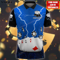 dad 2023 poker full gift 3D full print men type polo POLO shirt color sleeve bed wear casual New polo shirt