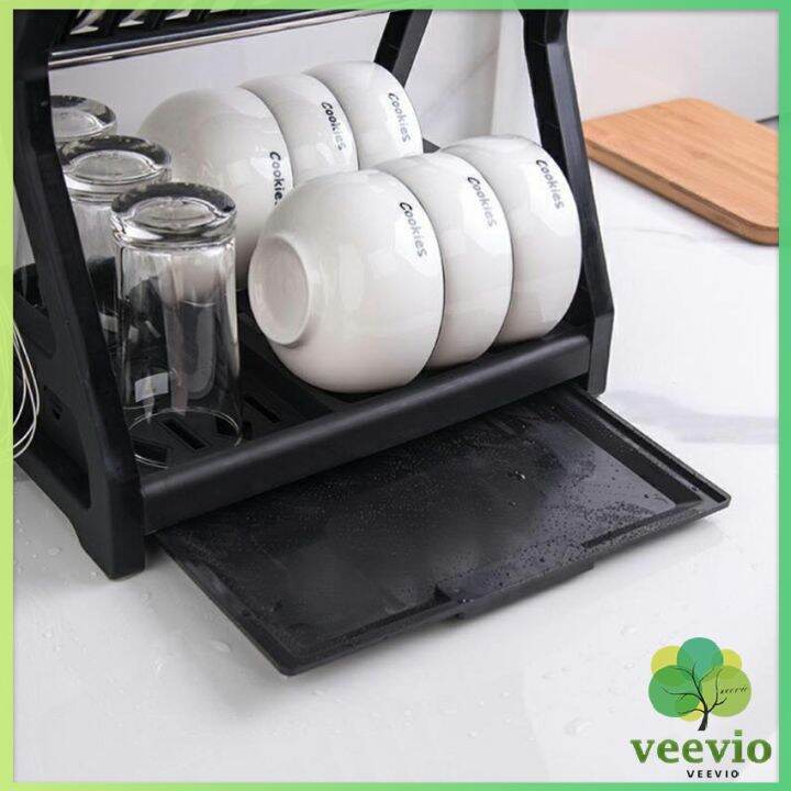 ชั้นวางจานอเนกประสงค์-ชั้นวางจาน-พลาสติก-ย้ายง่าย-drain-bowl-rack-สปอตสินค้า-veevio
