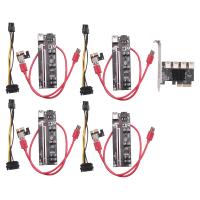 PCIE 4X to 4 Port USB 3.0 PCI-E Riser 4X To16X Expansion Card with PCIE 1 to 4 Riser VER009S PLUS PCI Express Card Set