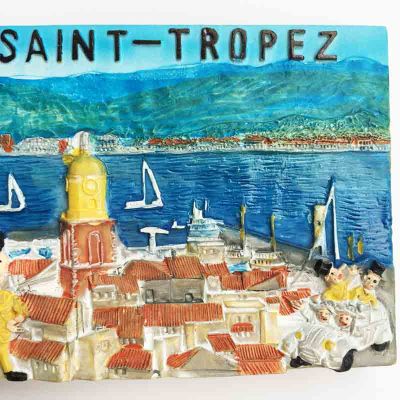 QIQIPP French Provence Cote dAzur, Saint-Tropez Three-dimensional Landscape Tourist Souvenir Fridge Magnet