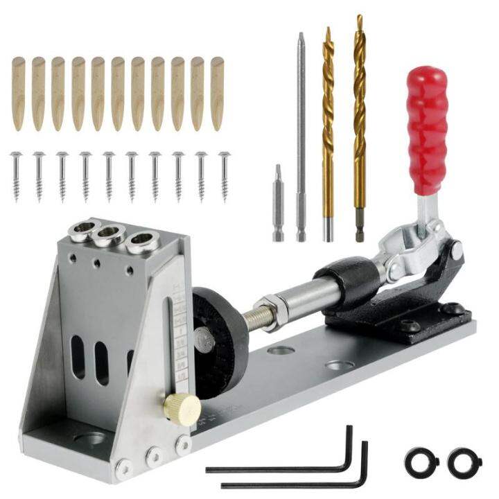 Pocket Hole Jig Kit Aluminum Alloy Pocket Screw Jig Drill Guide