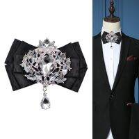 Handmade Fabric Bow Tie Brooches Crystal Rhinestone Shirt Necktie Mens Wedding Brooch Pocket Towel Square Set Accessories Nails Screws Fasteners