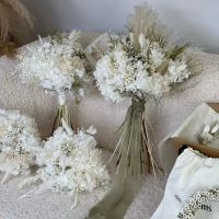 ⊙▬◊ Luxury Natural Flower Preserved Hydrangea Wedding Bouquet Boho Dried Pampas Grass Decoration Bridal Wedding Bouquet Mini Bouquet