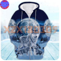 【xzx180305】Personalized Name Blue Moon Wolf Spirit Premium Unisex M-3XL 3D HOODIE 12