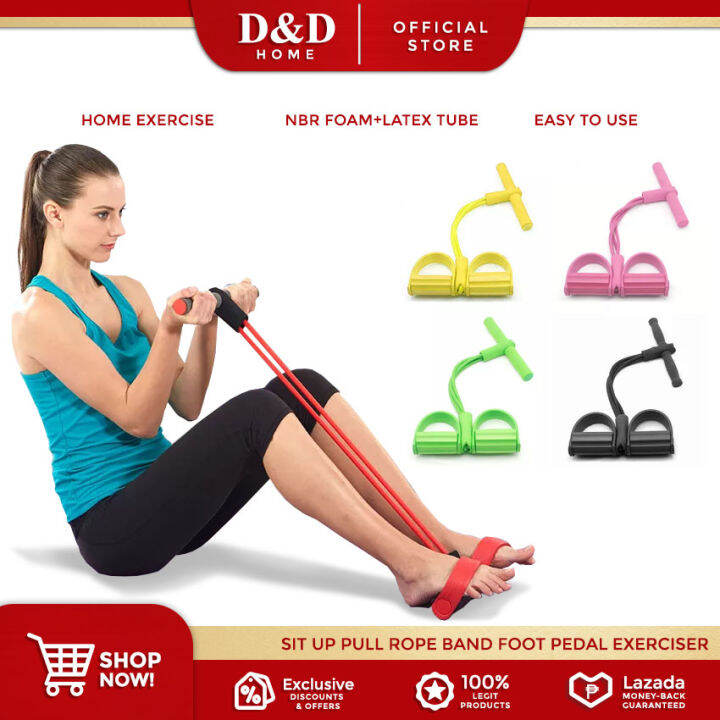 D&D Home Fitness Rubber Sit Up Pull Rope Band Foot Pedal Exerciser