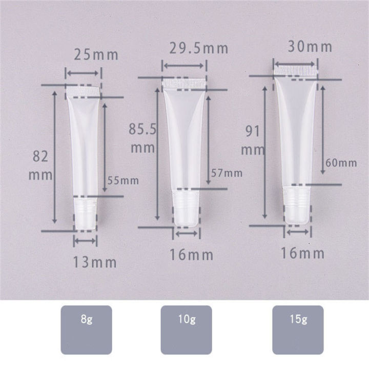กระบอกลิปสติกบาล์มนุ่ม8มล-10มล-15มล-หลอดใสหลอดเครื่องสำอางกลอสว่างเปล่า