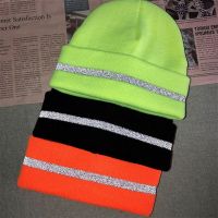 mjyf Unisex สะท้อนแสง tarja malha chapéus beanies luminoso ciclismo ao ar livre esqui quente bonés feminino outono inverno bonnet ลำลอง