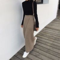 Women Skirt Long Skirts Kinitted Skinny A Line Japanese Harajuku Autumn Winter High Waist Solid Female Korean Streetwear Elegant