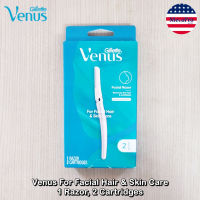 Gillette® Venus For Facial Hair &amp; Skin Care 1 Razor, 2 Cartridges ยิลเลตต์ วีนัส มีดโกน สำหรับใบหน้า