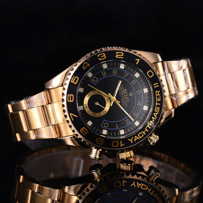 (สีทองเงิน) แบรนด์นาฬิกาข้อมือผู้ชายคุณภาพสูงสายสแตนเลสผู้ชายนาฬิกาควอตซ์ธุรกิจลำลองนาฬิกาผู้ชายสไตล์แฟชั่น