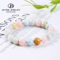 JD 7A Natural Multicolor Morganite Gem Stone Bracelets Women Fashion Jewelry Pulsera Energy Reiki Crystal Yoga Wristhand Bangles Wires  Leads Adapters