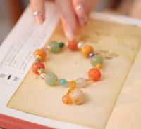 【hot seller】 Gold Silk Colorful Pumpkin Bead Advanced New Mens and Womens Duobao Gourd Ethnic Antique Jewelry