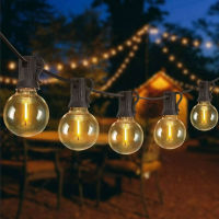 12M 30 LEDS  G40 Solar String Lights Outdoor Patio Lights Solar &amp; USB Powered Waterproof Globe Hanging Lights With Shatterproof