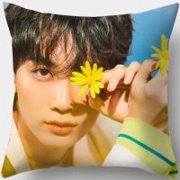 Fashion Korean Boys Band Seven Teens Fourth Photo Album Packaging Department Single sided printed square polyester pillowcase Homepage decoration invisible zipper pillowcase (without inner pillow)