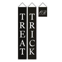 Livecity 1ชุด Couplet Trick Or Treat สไตล์ฮาโลวีนชัดเจนพิมพ์แบนเนอร์กันจางคู่ของตกแต่งบ้านชุดฮาโลวีน