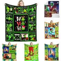 2023 Christmas Grinch 3D fleece blanket winter worm soft large rows quilt