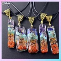 LAIHOU Amulet สร้อยคอจี้ลูกตุ้มเรกิ คริสตัลรักษารักษา 7 Chakra orgonite สร้อยคอจี้จักระพลังงาน ของขวัญที่สร้างสรรค์ พีระมิดหกเหลี่ยม สร้อยคอหินหลากสี