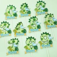 【CW】☑  0-9 Numbers Happy Dinosaurs Baby Kids Birthday Wedding Anniversary Baking Flags