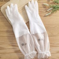 Waterproof Rubber Dishwashing Gloves White Long Multi-use Washing Clothes Kitchen Cleaning Durable Housework Dishwashing Tools Safety Gloves