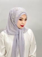 【YF】 Flower Fringed Hijab Red Beaded Leaves Textured Womens Scarf Muslim Head Instant Shawl Turkey