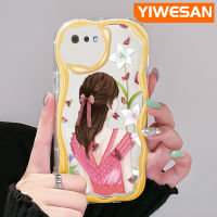 YIWESAN เคสสำหรับ Realme C2S C2 OPPO เคส A1K ลายหญิงสาวผีเสื้อสวยงามเคสขอบครีมกันกระแทกเคสโทรศัพท์โปร่งใสรอยขีดข่วนฝาครอบป้องกันป้องกันเลนส์กล้องถ่ายรูป TPU ซิลิกาเจลกันกระแทก