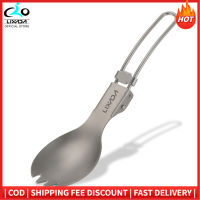 Lixada ไทเทเนียมพับกีฬาน้ำหนักเบากลางแจ้งอาหารค่ำ Spork Flatware สำหรับการเดินทางตั้งแคมป์แบกเป้