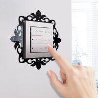 1Pc Elegant Rose Gold Silver Edge Light Switch Cover Resin Single Double Surround Socket Frame Wall Sticker Office Home Decor Wall Stickers Decals